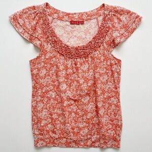 ELLE Coral & White Paisley Cap Sleeve Tank